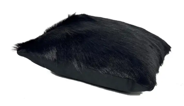 Black Goat Hair Fur Pillow  18x18" 45x45cm - Image 3