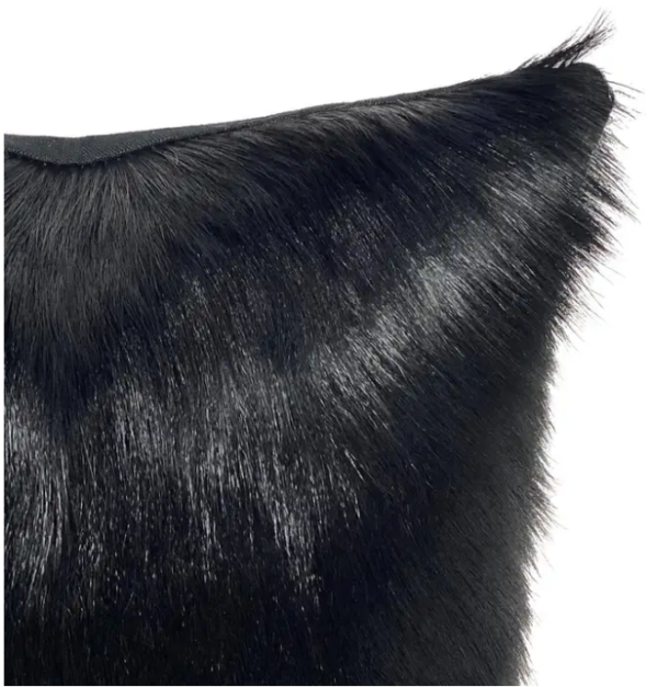 Black Goat Hair Fur Pillow  18x18" 45x45cm - Image 4