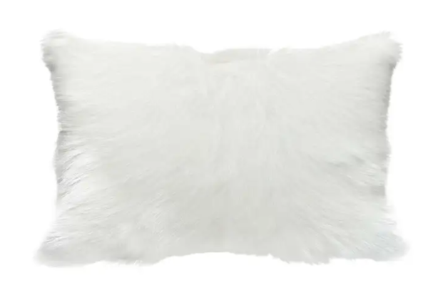 Goat Hair Pillow Fur Cushion White Customized