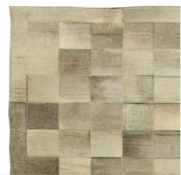 Large, contemporary Goat Fur rug in grey and light brown - Image 4