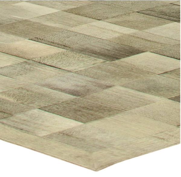 Large, contemporary Goat Fur rug in grey and light brown - Image 5